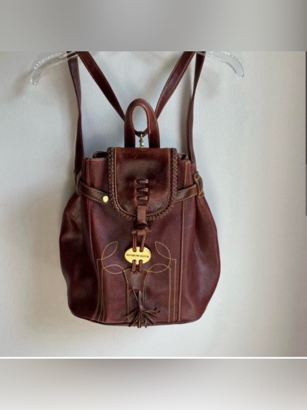 Rinbow Duck Leather Backpack Purse Rustic Feel